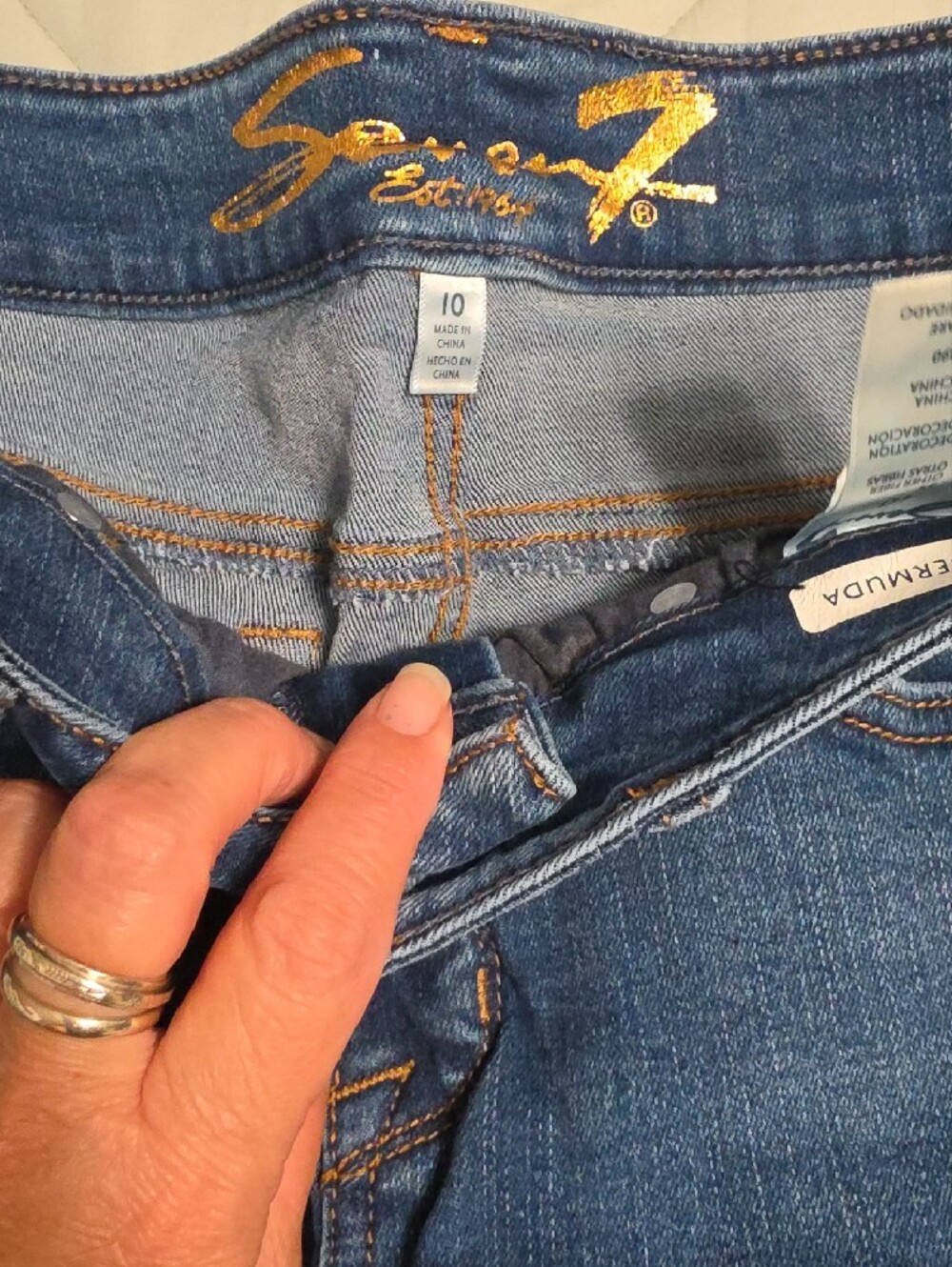 Seven7 Dark Blue Denim Bermuda Shorts - Picture 2 of 5